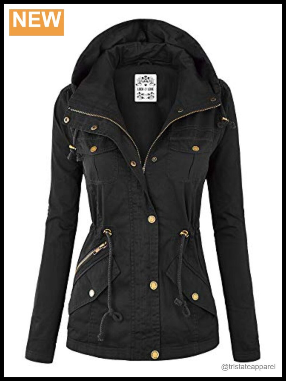 Lock and Love Women's Military Anorak Jacket Lightweight Detachable Hood Safari